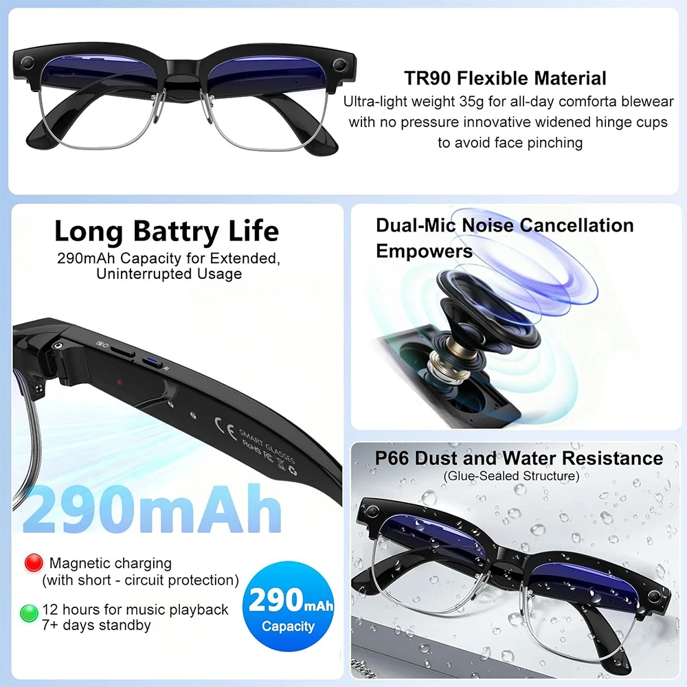 4K Smart AI Glasses 8MP Camera - Photography Japanese ulasan dan harga