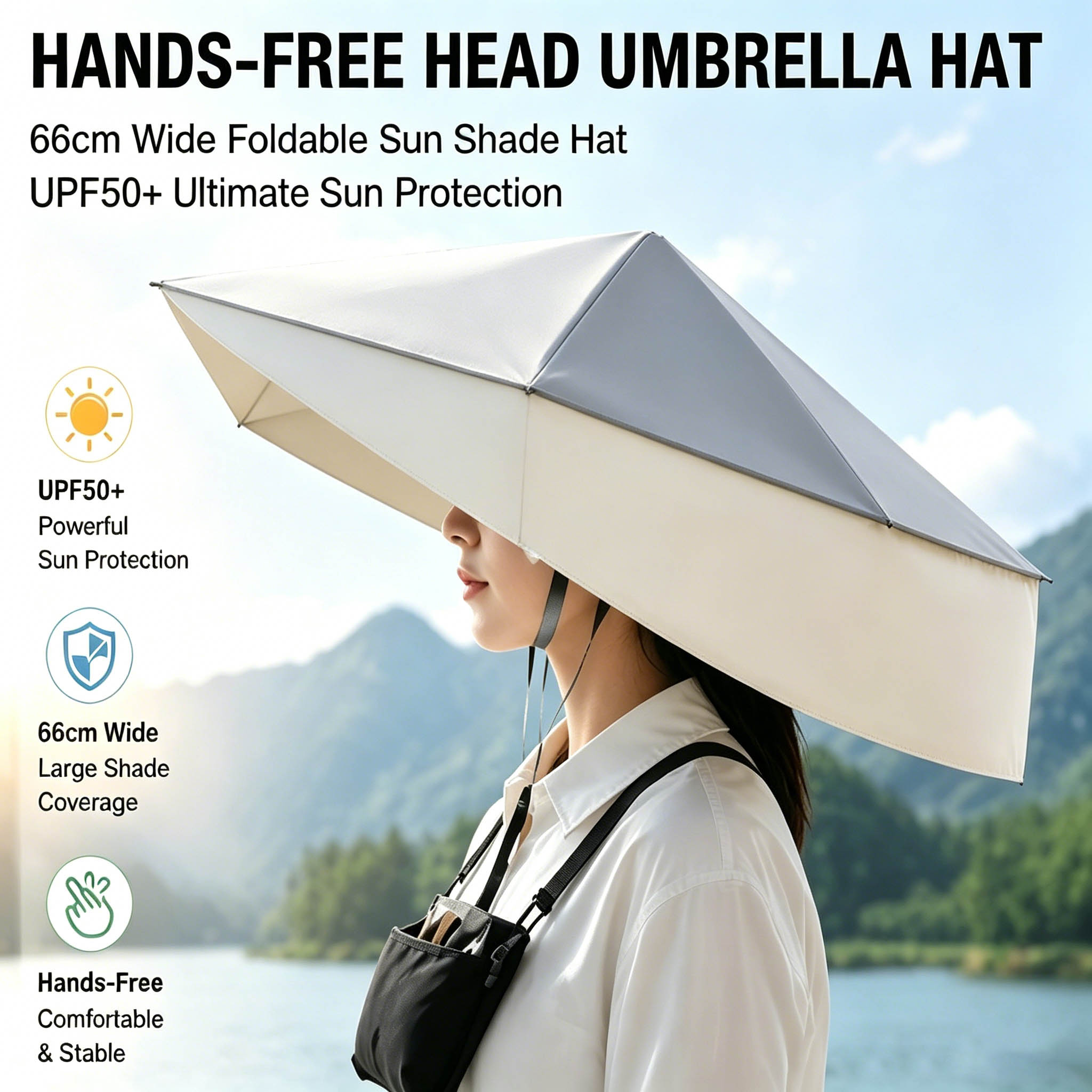 UPF50 +Foldable Hands-Free Hea - Photography Umbrella ulasan dan harga