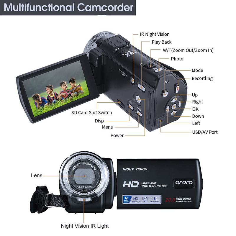 Ordro V12 Vlog Video Camera Di - Photography Prompt ulasan dan harga