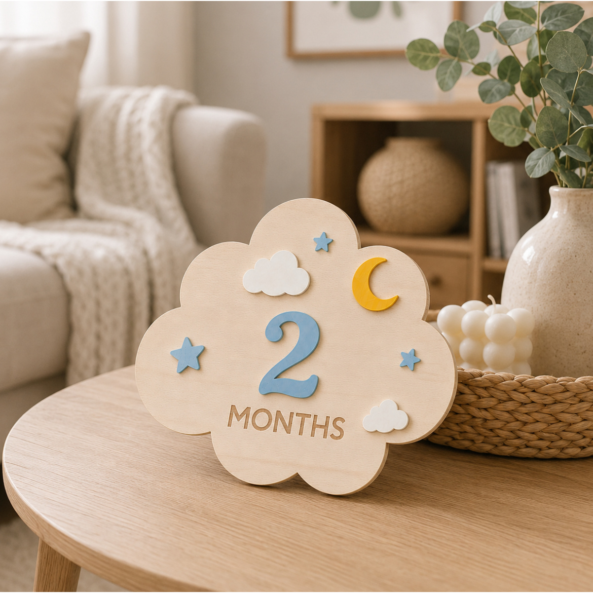 1‑Set Wooden Baby Monthly Mile - Photography Prompt ulasan dan harga