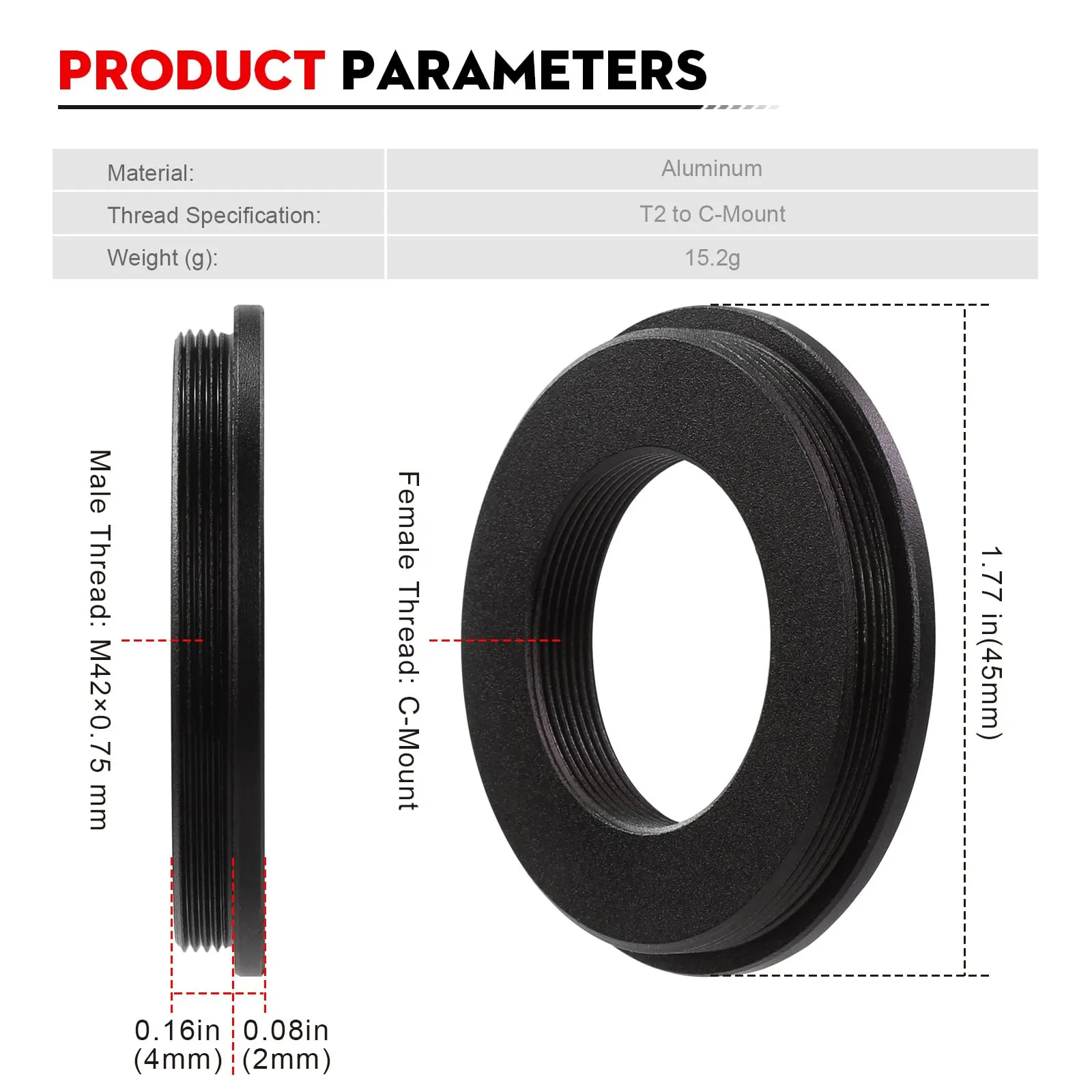 Datyson M42x0.75 Male to C/CS  - Lens Adapter Ring ulasan dan harga